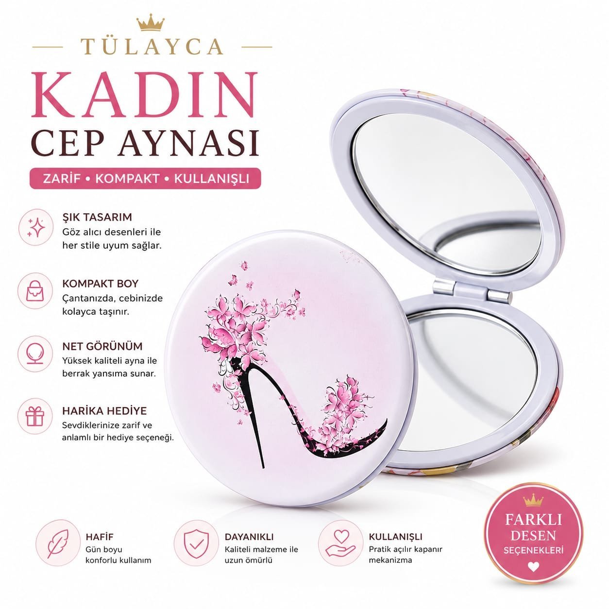 CEP AYNASI 10 ADET ( KARIŞIK DESENLİ) - Görsel 2