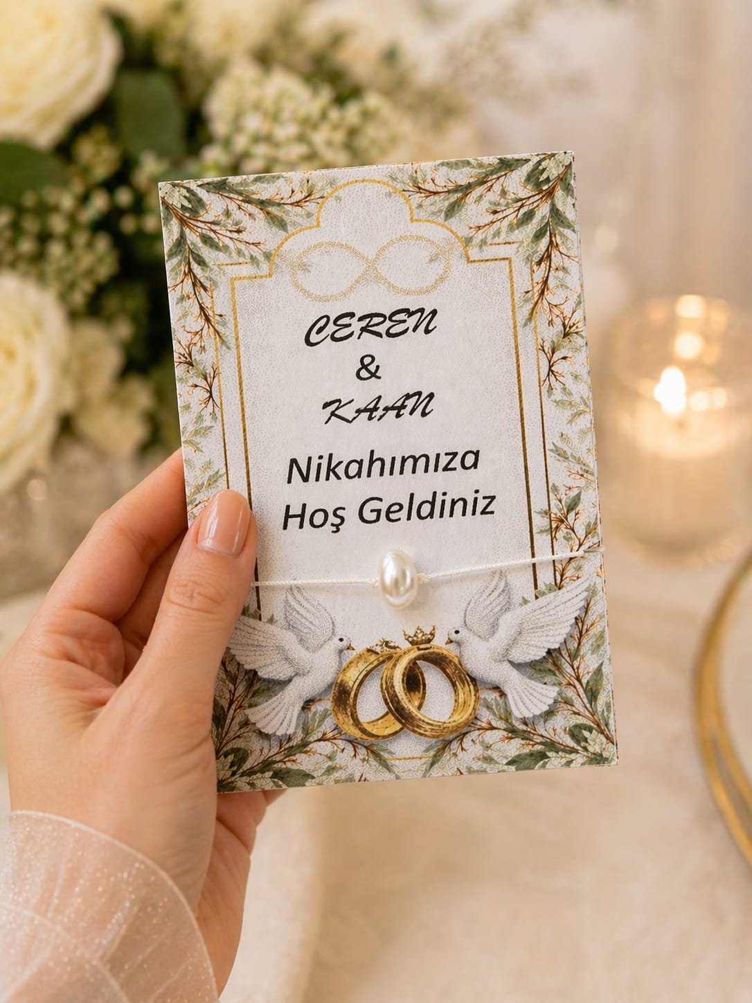 KINA,NİKAH, NİŞAN, DÜĞÜN DOĞUMGÜNÜ,BEKARLIĞA VEDA, GELİN HAMAMI HEDİYE KARTLI BİLEKLİKLER 20 ADET - Görsel 3
