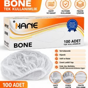TEK KULLANIMLIK BONE 100 Adet – Hijyenik Lastikli Saç Bonesi
