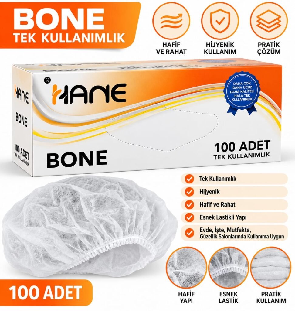 TEK KULLANIMLIK BONE 100 Adet – Hijyenik Lastikli Saç Bonesi