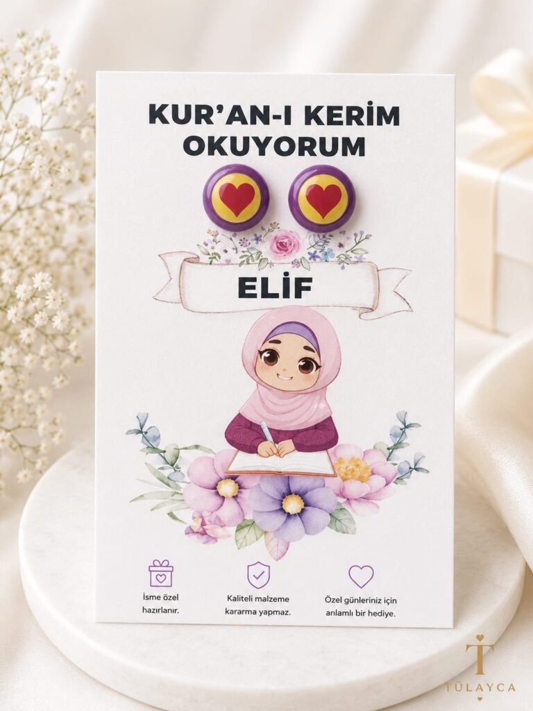 10 ADET İSME ÖZEL KARTLI KÜPE -DOĞUMGÜNÜ,6 AY KINASI,KURAN OKUYORUM,DİŞ BUĞDAYI , BEBEK MEVLÜDÜ